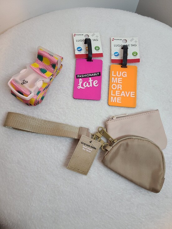 Custom Variety Pack Accessories - 4pc Travel Luggage Accessory Set - Pouches, Luggage Tags, Strap